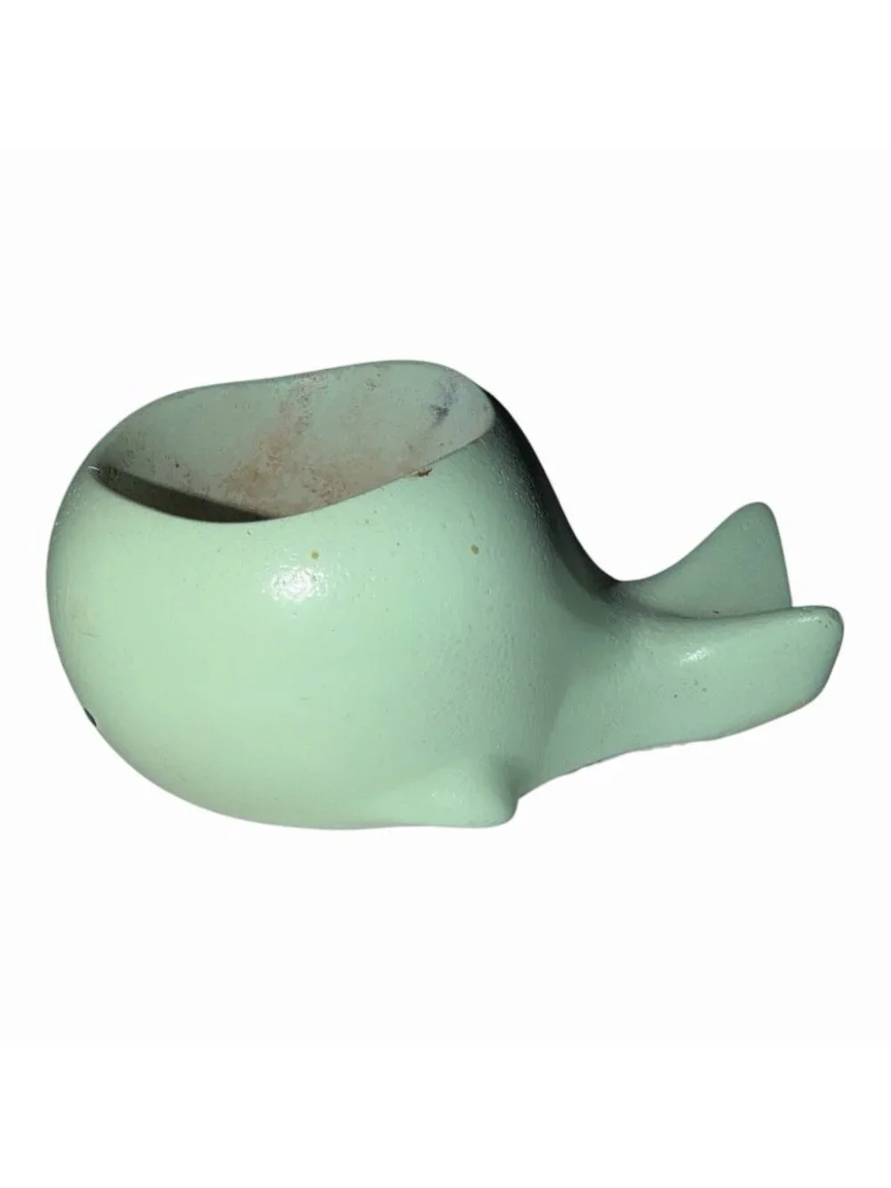 Lt Green Whale Pottery Ceramic Vintage Small Friendly Whale Planter Succulent